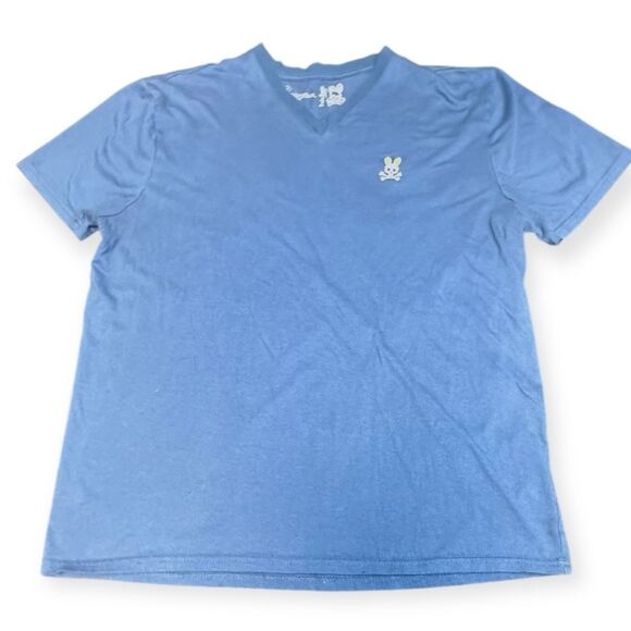 PSYCHO BUNNY Men’s Light Blue V-Neck T-Shirt Size Large - Picture 1 of 4
